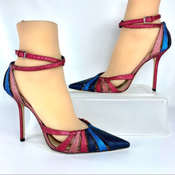 ❤️SoldJimmy Choo Travis 100 Raspberry Mix Glitter - Picture 2 of 8